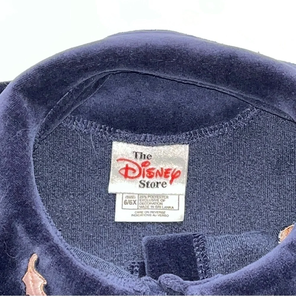 Disney Store Vintage Minnie Mouse Velvet Dress 6 / 6X Dark Blue Embroidered